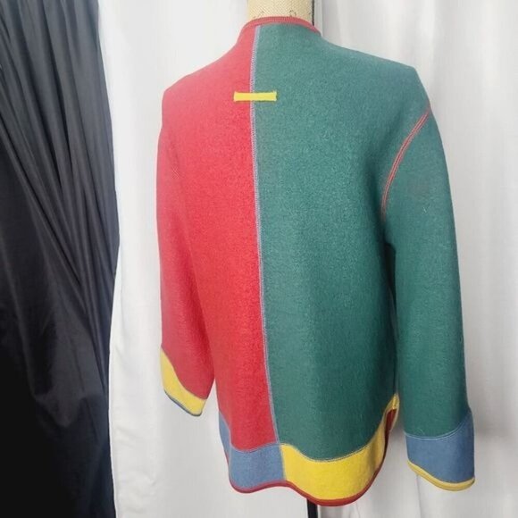 Vintage Geiger Colorblock Colorful Wool Green Red Yellow Jacket - Picture 4 of 16